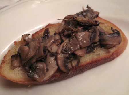 Crickets With Eggs on Mushroom Bruschetta Crickets With Eggs on Mushroom Bruschetta