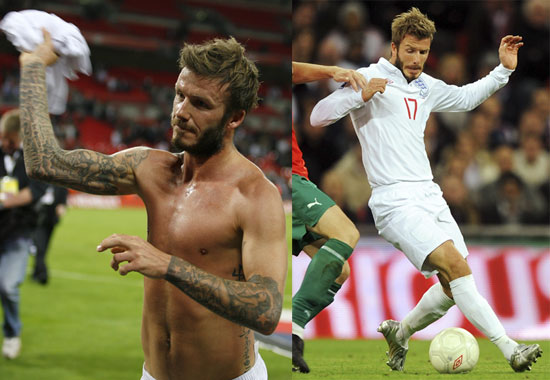 Photos of David Beckham shirtless