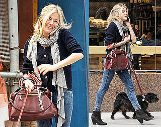 Photos of Sienna Miller Walking Her Dog And Talking on Her Cell Phone in NYC