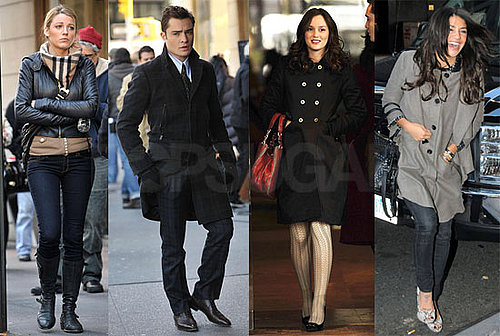 Photos of Ed Westwick, Jessica Szohr, Blake Lively, and Leighton Meester on the Set of Gossip Girl