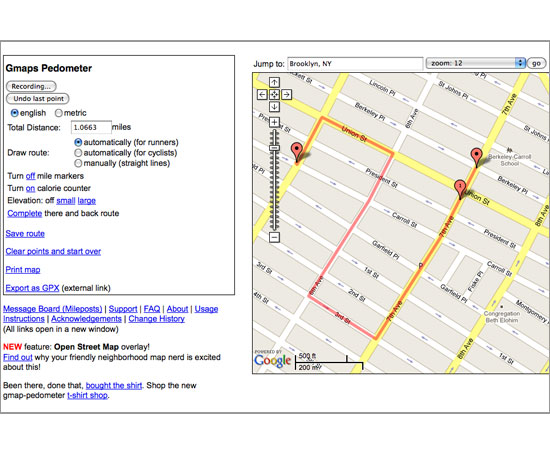 Gmaps Pedometer