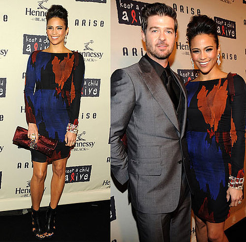 Paula Patton Attends Keep a Child Alive's 6th Annual Black Ball in Black, Brown, Red Proenza Schouler Dress