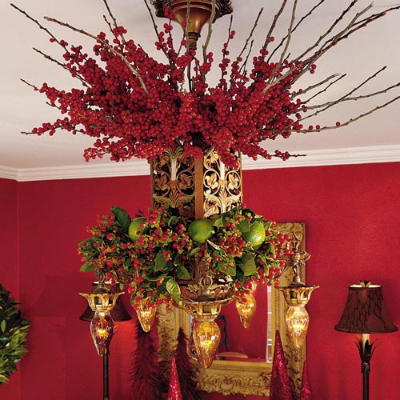 For instant holiday style, decorate an existing chandelier with berries and branches.
Source
For instant holiday style, decorate an existing chandelier with berries and branches.
Source