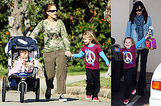 Photos of Jennifer Garner With Seraphina Affleck And Violet Affleck in LA; Ben Affleck Working on The Town in Boston