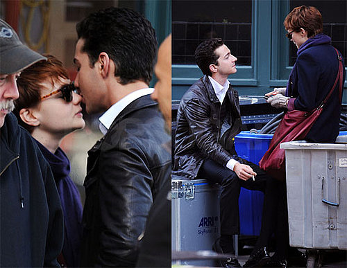 Photos of Shia LaBeouf Kissing Carey Mulligan on Set of Wall Street 2