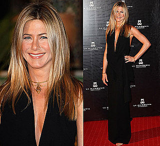 Photo of Jennifer Aniston in Black Dress at Hotel La Mamounia in Marrakech, Morocco.