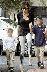 Photo of Victoria Beckham in Panel Leggings with Sons in LA