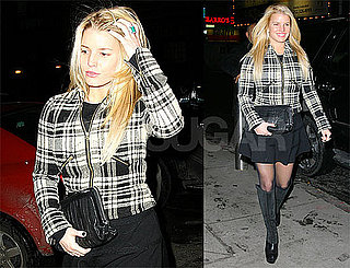 Photos of Jessica Simpson in NYC Wearing Black Skirt, Black and White Jacket