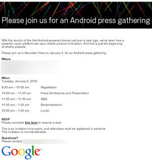 Google Calls Android Press Event on January 5, Nokia Says Apple Stole "Virtually All" of It's Patents