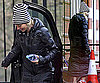Photos of Gwyneth Paltrow in Black Puffy Coat and Striped Hat Going to the Gym in London