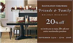 Friends and Family Discounts: Restoration Hardware