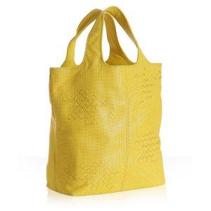 Bottega Veneta yellow woven detail leather tote