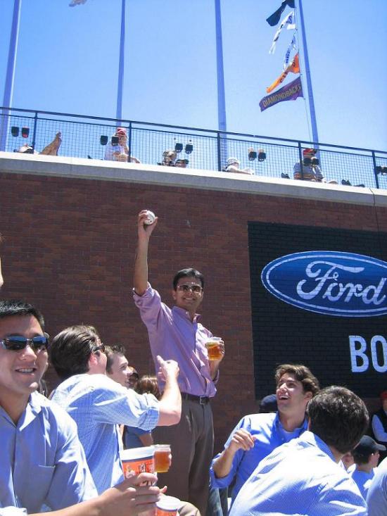 Pranab's fist game and he catches a fly ball 5 minutes into it