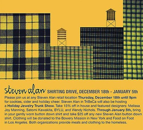 Retail Happenings: Steven Alan Shirting Drive And Online Sale