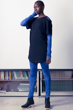 Bamboo/organic cotton catsuit hand dyed with Iranian indigo. Bamboo/rayon dress.
Bamboo/organic cotton catsuit hand dyed with Iranian indigo. Bamboo/rayon dress.