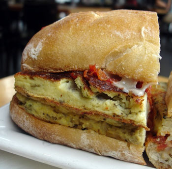 Onion Frittata Sandwich With Roasted Tomato and Cheddar Onion Frittata Sandwich With Roasted Tomato and Cheddar