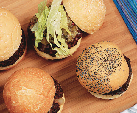 Outside-in Cheddar Sliders on Mini Buns Outside-in Cheddar Sliders on Mini Buns