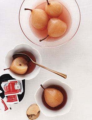 Pears Poached in Pink Champagne Recipe