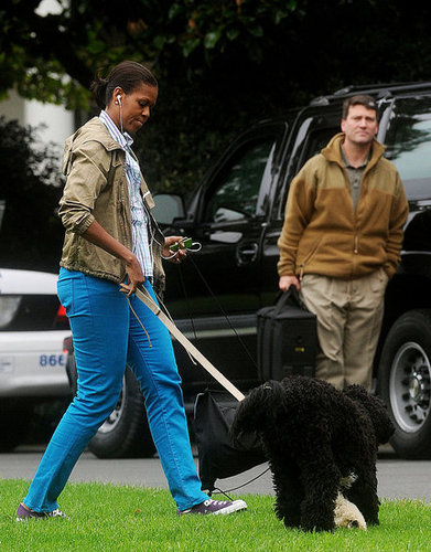 Michelle Obama Walking Bo on the South Lawn Michelle Obama Walking Bo on the South Lawn
