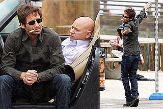 Photos of David Duchovny Filming Californication With Evan Handler