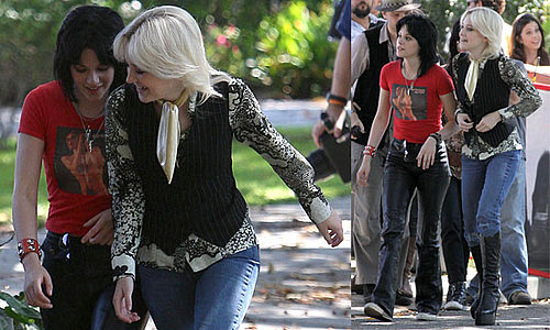 Photos of Twilight's Kristen Stewart and Dakota Fanning Filming The Runaways in LA