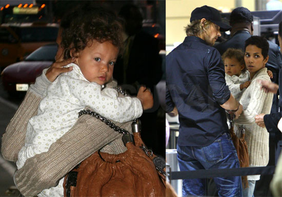 Photos of Halle Berry, Gabriel and Nahla Aubry at LAX