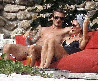 Slide Photo of David in His Speedos and Victoria Beckham in Swimsuit