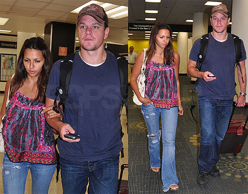 Photos of Matt Damon and Luciana at Miami Airport Back from NYC