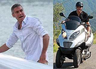Photos of George Clooney on a Motorcycle in Lake Como, Italy