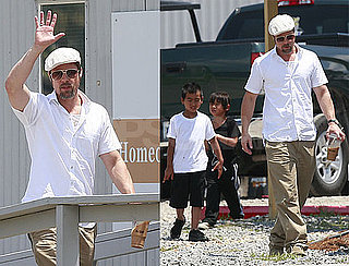 Photos of Brad Pitt, Maddox Jolie-Pitt, Pax Jolie-Pitt in New Orleans Working on Make It Right
