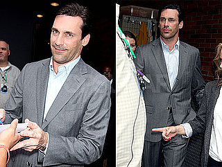 Photos of Jon Hamm Filming Good Morning America in NYC