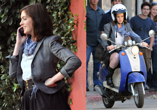 Photos of Anne Hathaway on Valentine's Day Set