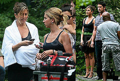 Photos of Jennifer Aniston and Gerard Butler Looking Wet on the NYC Set of The Bounty Photos of Jennifer Aniston and Gerard Butler Looking Wet on the NYC Set of The Bounty
