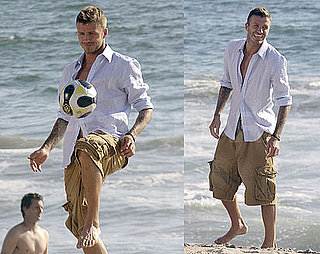 Photos of David Beckham Shooting a Commercial on the Beach