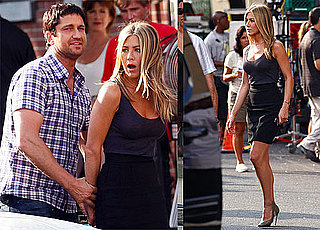 Photos of Jennifer Aniston, Gerard Butler Filming The Bounty Amid Reports Jen Won't Date Normal Guy, Holds Hands with Gerard