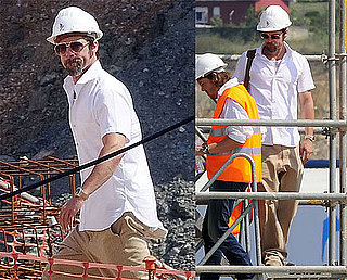 Brad Pitt Visiting a Construction Site in Spain