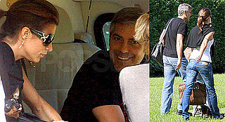 Photos of George Clooney and Elisabetta Canalis Leaving Lake Como on a Helicopter