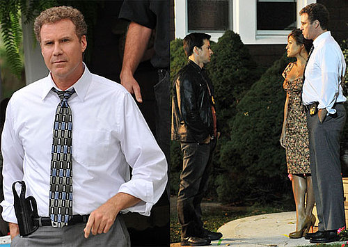 Photos of Eva Mendes, Will Ferrell, and Mark Wahlberg Filming the Other Guys; Will Ferrell and Wife Viveca Announce Third Baby