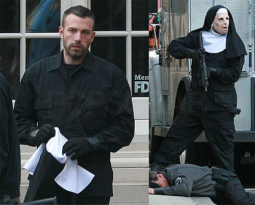 Photos of Ben Affleck Shooting a Robbery Scene in a Nun's Mask on the Boston Set of The Town