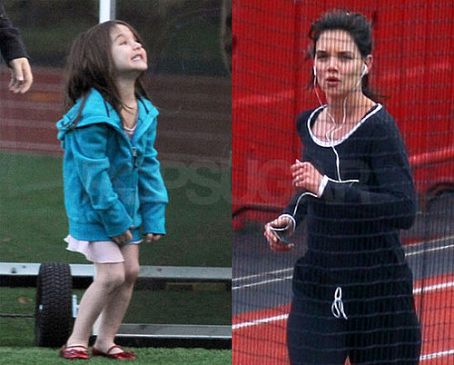 Photos of Katie Holmes and Suri Cruise At The Boston University Track