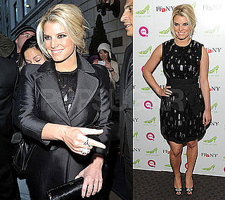 Photos of Jessica Simpson Wearing Black on The FFANY Shoes on Sale QVC Event in NYC