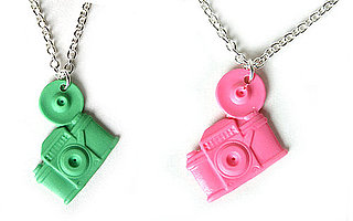 Say Cheese: Pink and Green Camera Necklaces 
