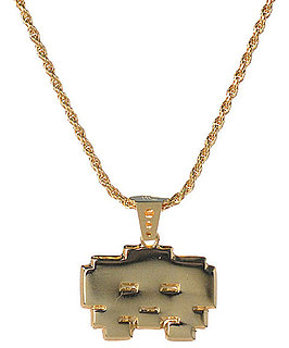 Han Cholo Gold Grumpy Space Invaders Necklace