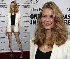 Model Julia Stegner Attends Berlin Fashion Week in Ivory Blazer, Cropped Pants, and Stella McCartney Mesh Shoes Model Julia Stegner Attends Berlin Fashion Week in Ivory Blazer, Cropped Pants, and Stella McCartney Mesh Shoes
