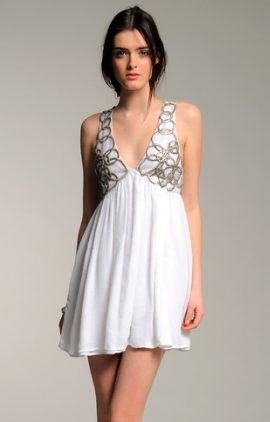 Adam Crinkle Chiffon Chain Link Deep Vee Dress Adam Crinkle Chiffon Chain Link Deep Vee Dress