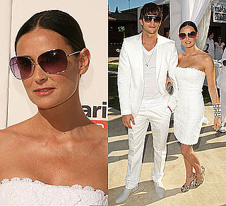 Demi Moore In a White Strapless Dress in the Hamptons With Ashton Kutcher