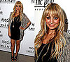 Nicole Richie in Sheer Gray Cardigan and Black Mini Dress at Pea in the Pod Launch Party For Nicole Richie Maternity Collection