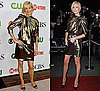 Photo of Charlize Theron and Jenna Elfman Wearing Lanvin Gold Metallic Dress