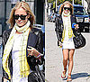 Photo of Kristin Cavallari Wearing White Dress and Leather Jacket in LA