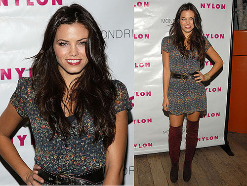 Jenna Dewan Attends Nylon Party in Floral Dress and Over-the-Knee Boots